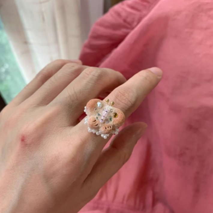 Original Handmade Clay Butterfly Ring Adjustable