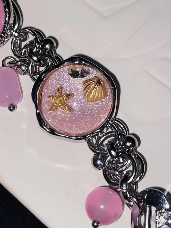 Cyberpunk Retro Pink Watch Choker Necklace, Silver Watch Pendant Choker, Y2K Choker, Stylish and Cool