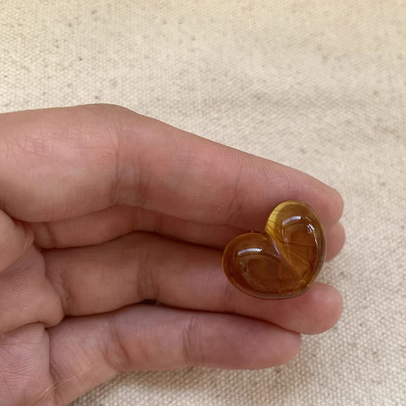 Sweet Resin Heart Shaped Rings, Coffee Heart Resin Finger Rings Retro Personality Earrings Jewelry for Women Teen Girls Band Rings