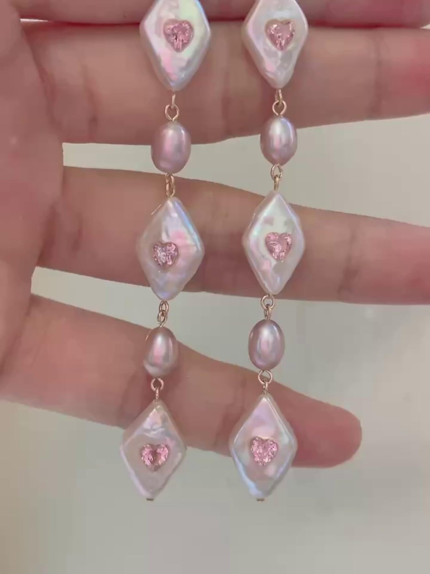 Baroque Diamond-Encrusted Pink Heart Gemstone Sterling Silver Earrings: Versatile Statement Accessories