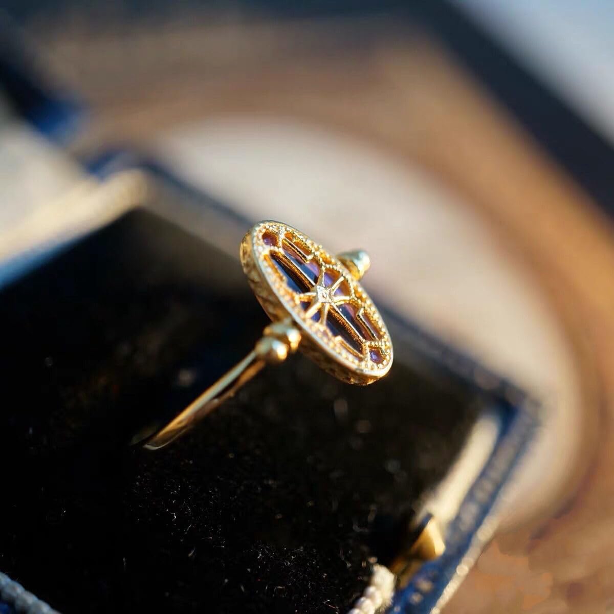 Amethyst Oval Ring Set in Gold and Purple color Design Amethyst Gemstone Ring,Reversible ring, Two ways to wear, Jewelry for Women