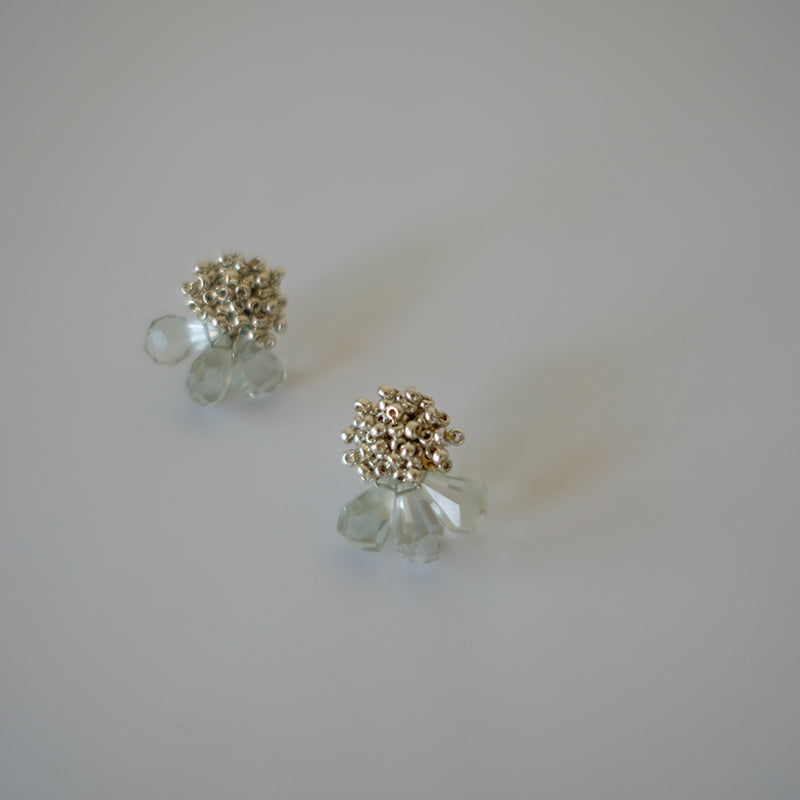 MoJone Unique Flower Shape Elegant Amethyst and Green Crystal Earrings, Clips Earring Choice