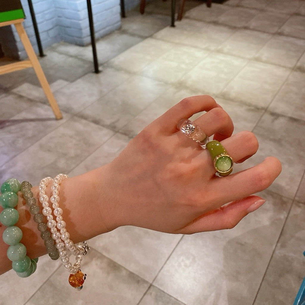 Crystal Stylish Stacking Rings, Transparent Colored Acrylic Jelly Ring, for Women and Girls