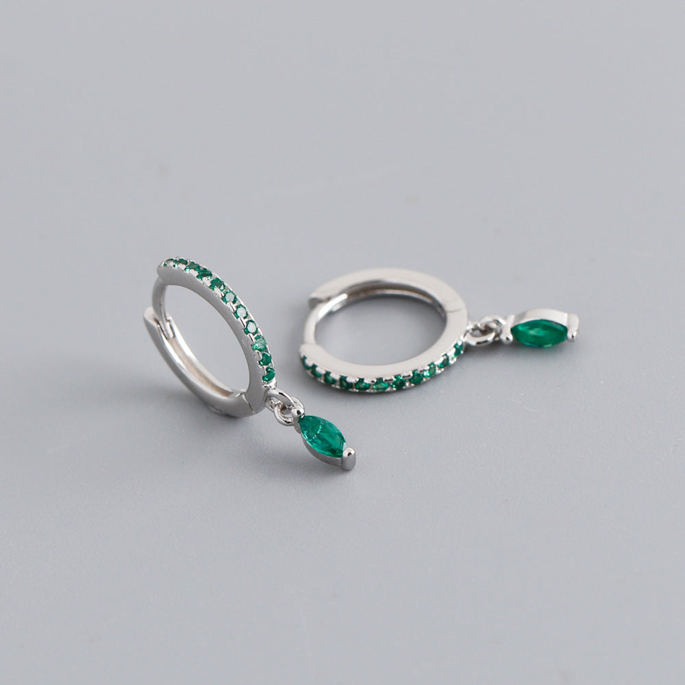 Elegant Multicolor Marquise Gemstone S925 Sterling Silver Hoop Earrings