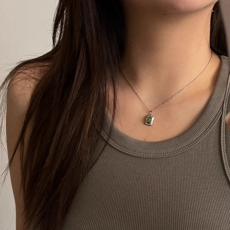Vintage Necklaces for Women, Titanium Steel Chain Gemstones Pendant Necklace Jewelry Gifts for Women