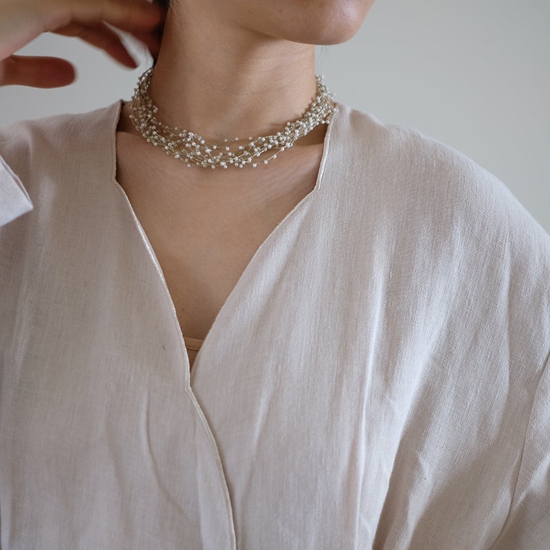 MoJone Handmade Original Vintage Bead Silver-green Necklace for Female