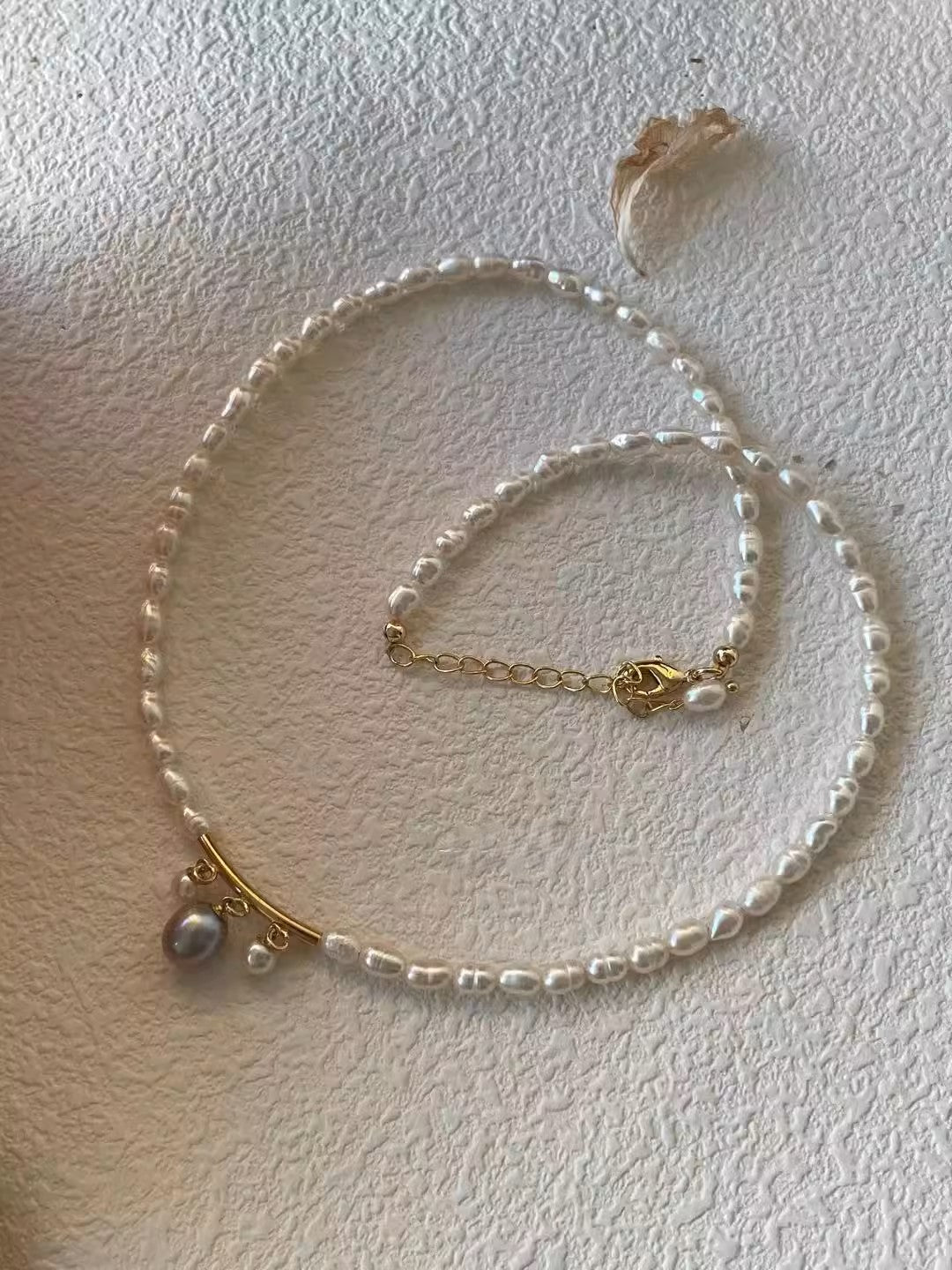 14K Gold-Filled Freshwater Pearl Beaded Heart Pendant Necklace, Elegant Accesory for Women