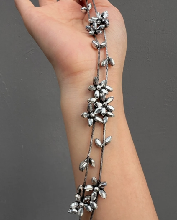 Adorable Chunky Niche Silver Copper Punk Flower Pendant Necklace Choker Chain for Women