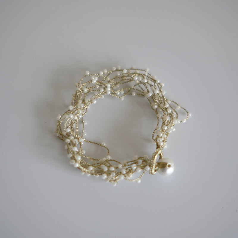 MoJone Handmade Original Bead Crochet Bracelet Silver Green for Female