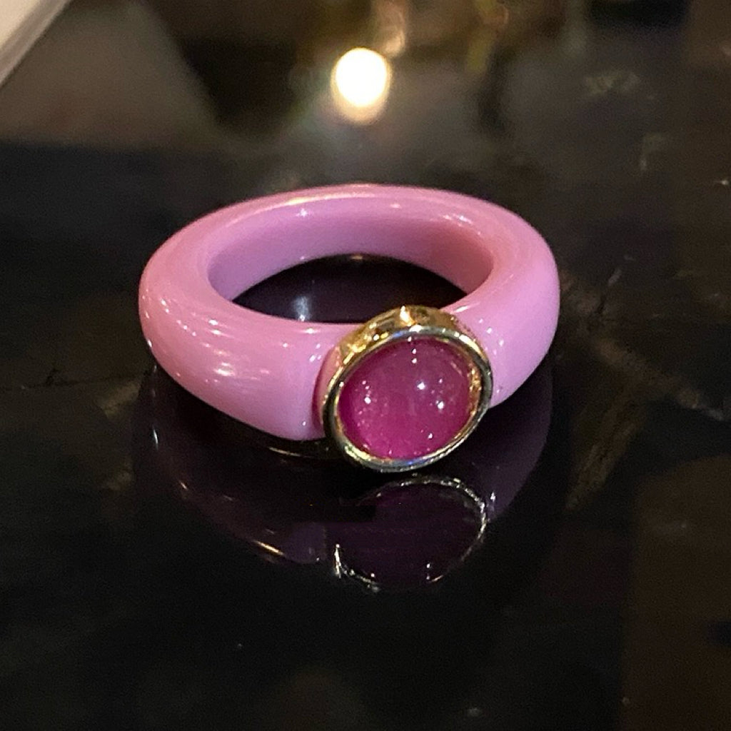 Crystal Stylish Stacking Rings, Transparent Colored Acrylic Jelly Ring, for Women and Girls