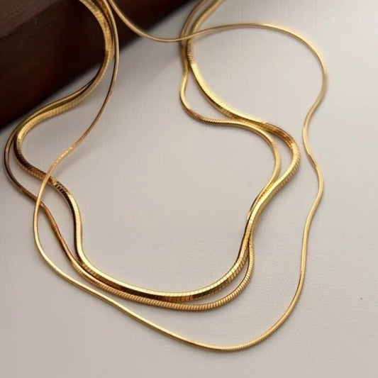 Elegant Gold-Plated Sterling Silver Snake Bone Chain Necklace – Minimalist Fashion Accessory