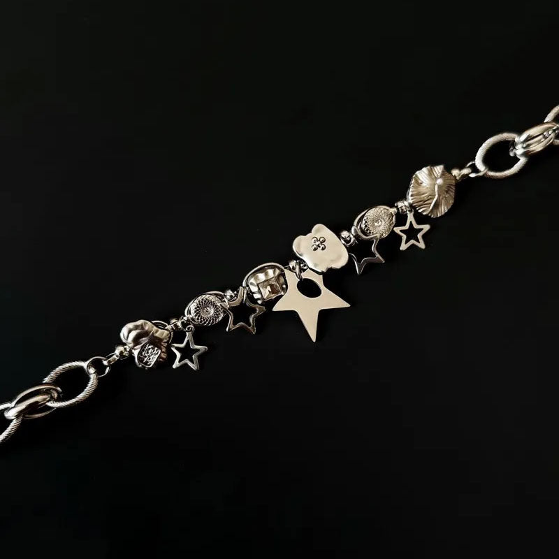 Vintage Y2k Necklace Star Pendant Choker Titanium Steel Handmade Necklace Choker for Girls Women