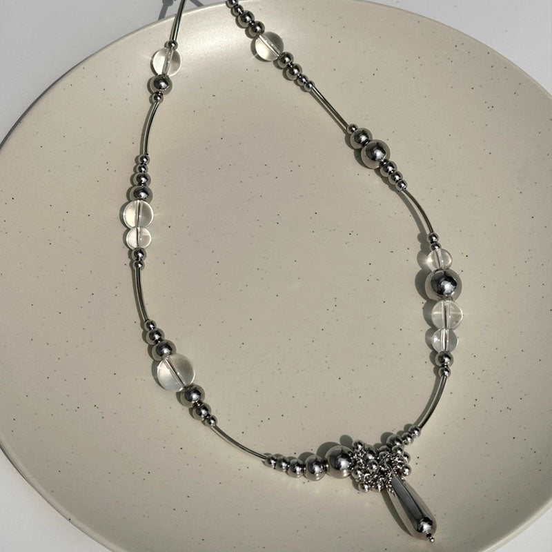 Titanium steel Beads Chain Necklace Choker Jewelry for Women and Girls