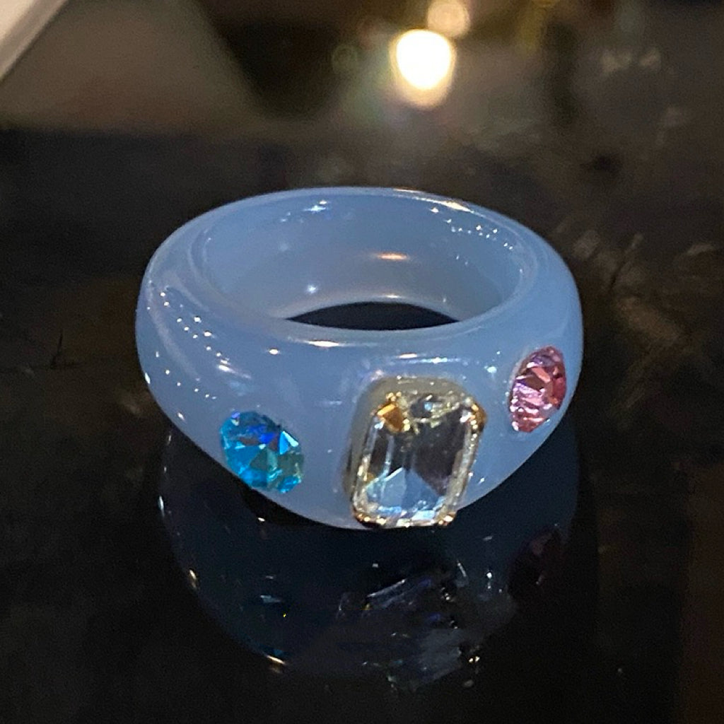 Crystal Stylish Stacking Rings, Transparent Colored Acrylic Jelly Ring, for Women and Girls
