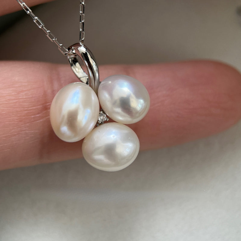 Premium Pearl Creative ball 3 grapes cute freshwater pearl necklace Simple holiday gift