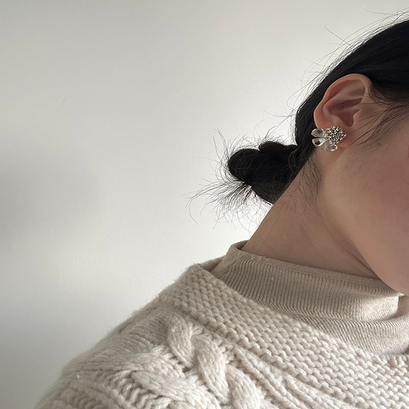 MoJone Unique Flower Shape Elegant Amethyst and Green Crystal Earrings, Clips Earring Choice