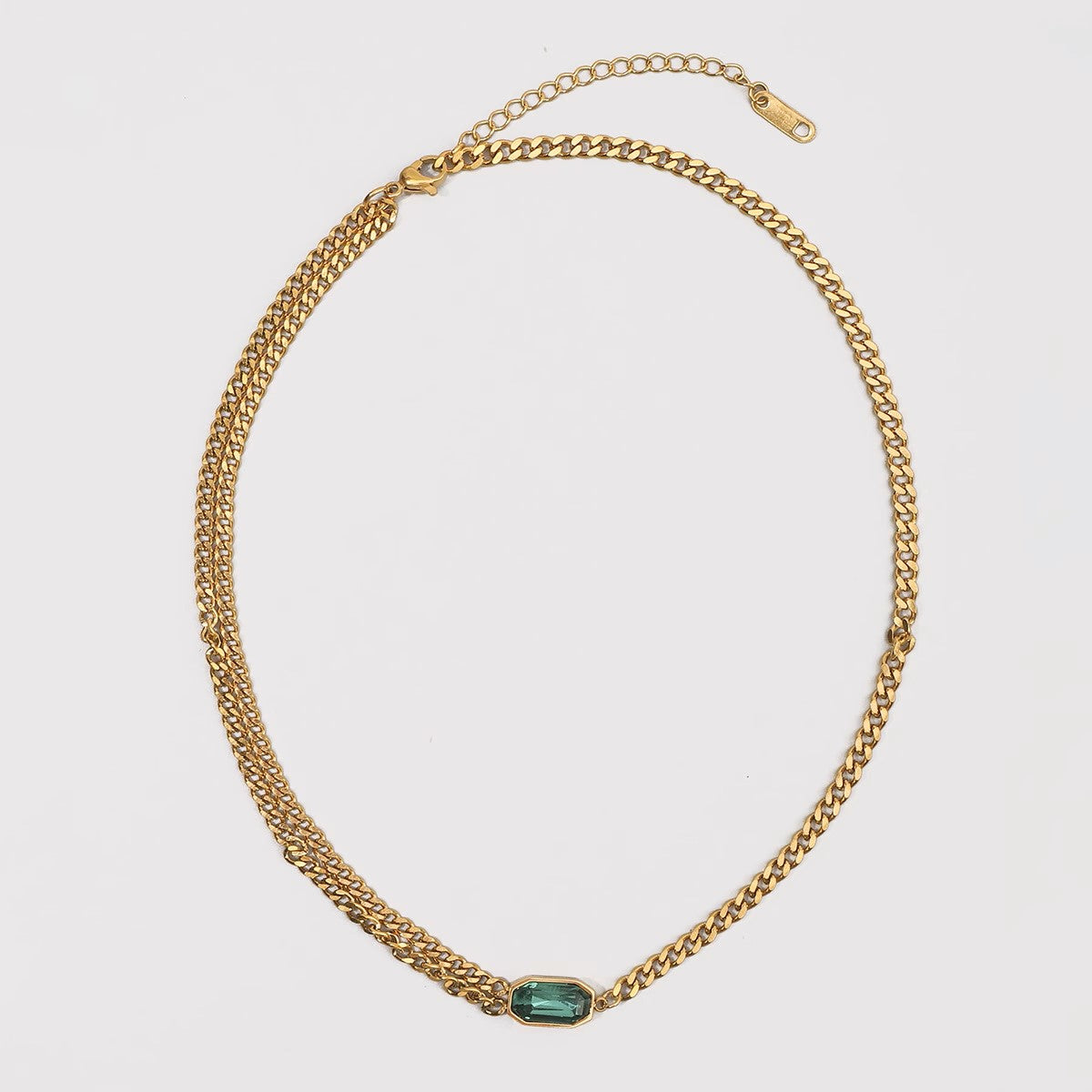 MoJone Vintage 18K Gold-plated Green Zicron Necklace for Female