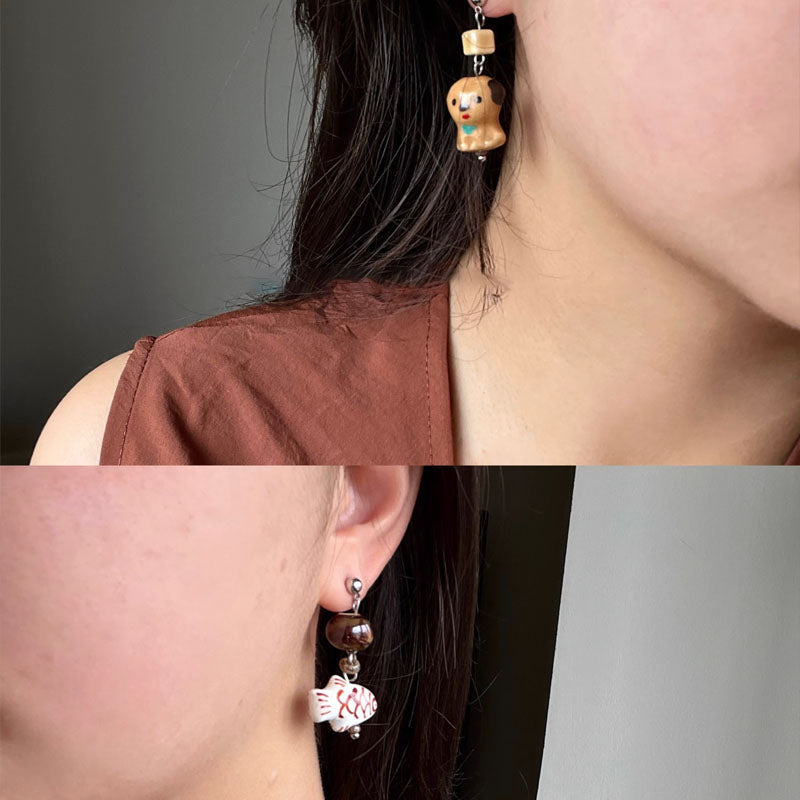 Titanium Steel Bracelet,925 Silver Animal Stud Earrings for Women Hypoallergenic Cute Puppy Fish Ear Studs,for Teens Girls Animal Earring Studs Jewelry Gifts