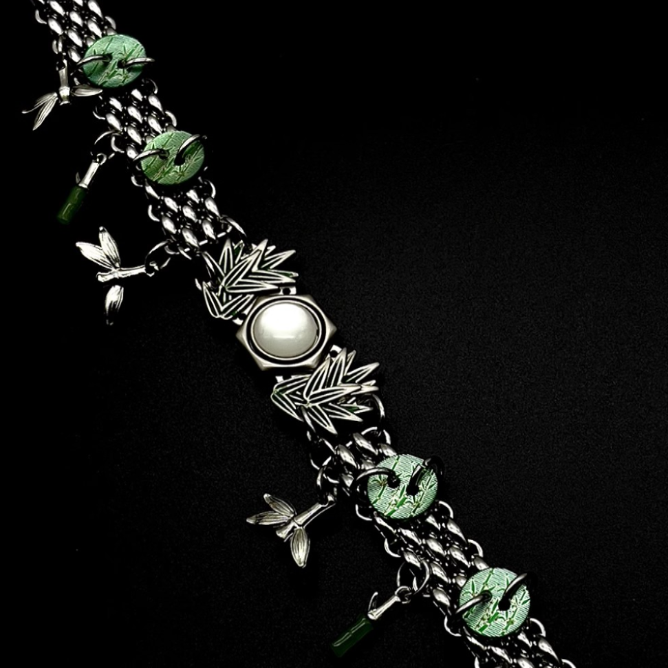 Niche "Bamboo" Button Choker Titanium Steel Chinese Punk Neck Chain Necklace