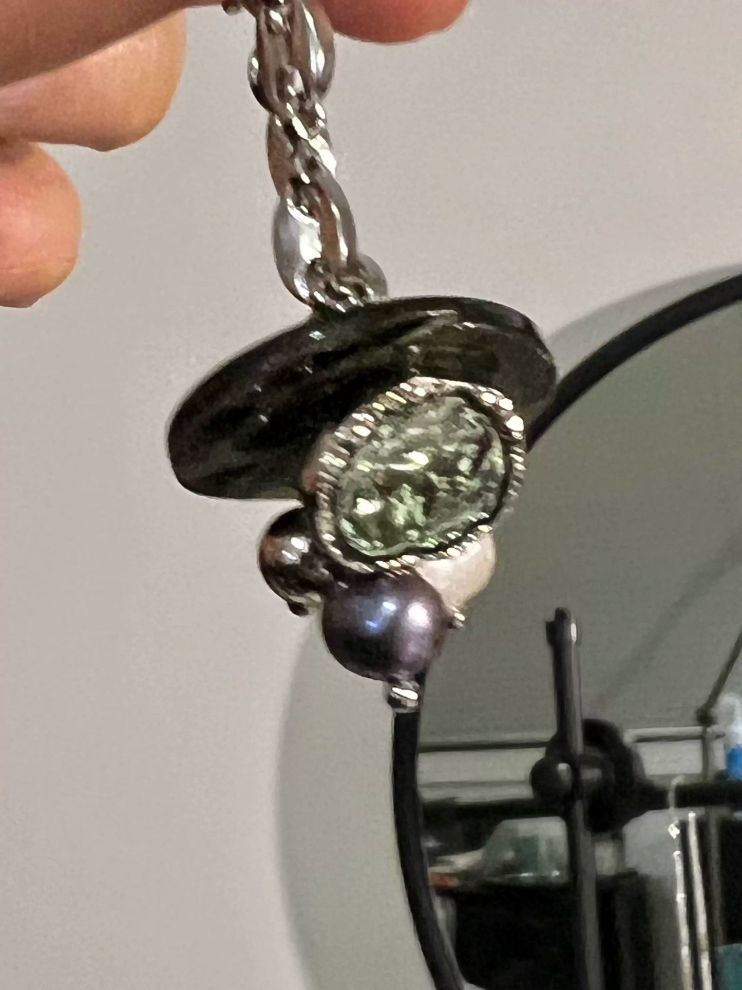 Handmade Vintage Ring Freshwater Nacre Button Chain Ring, Fashion Jewelry