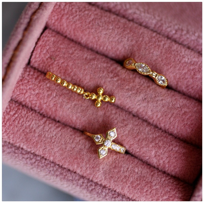 French Style Cross Earrings, Crystal Cross Ear Cuff, Silver & Man-Made Crystal, Hypoallergenic