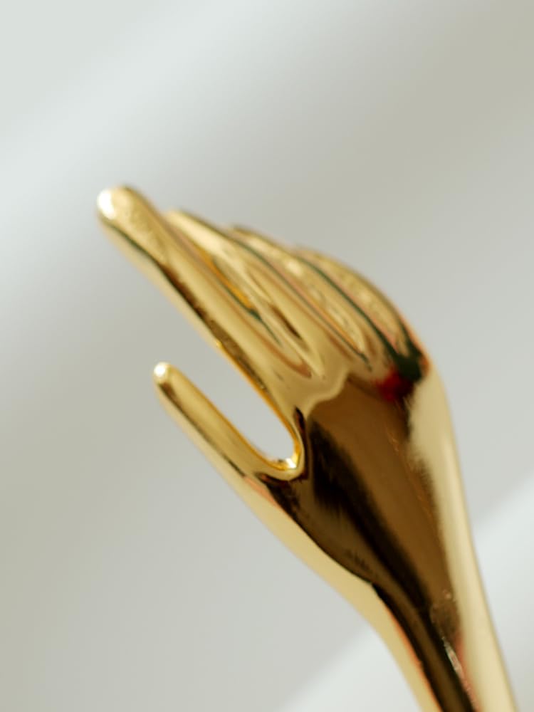 Personality-Packed Open Ring and Bangle Set with Playful Dual Hand Embrace Design for Women