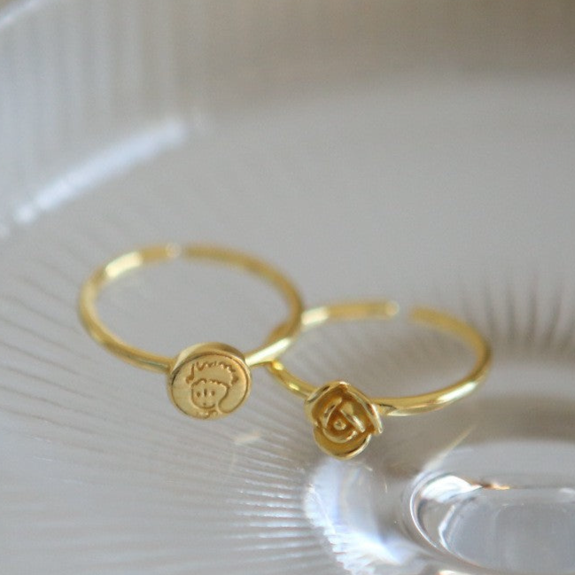 "The Little Prince" Rose Flower Ring, Adjustable Open Ring for Women, Versatile and Elegant
