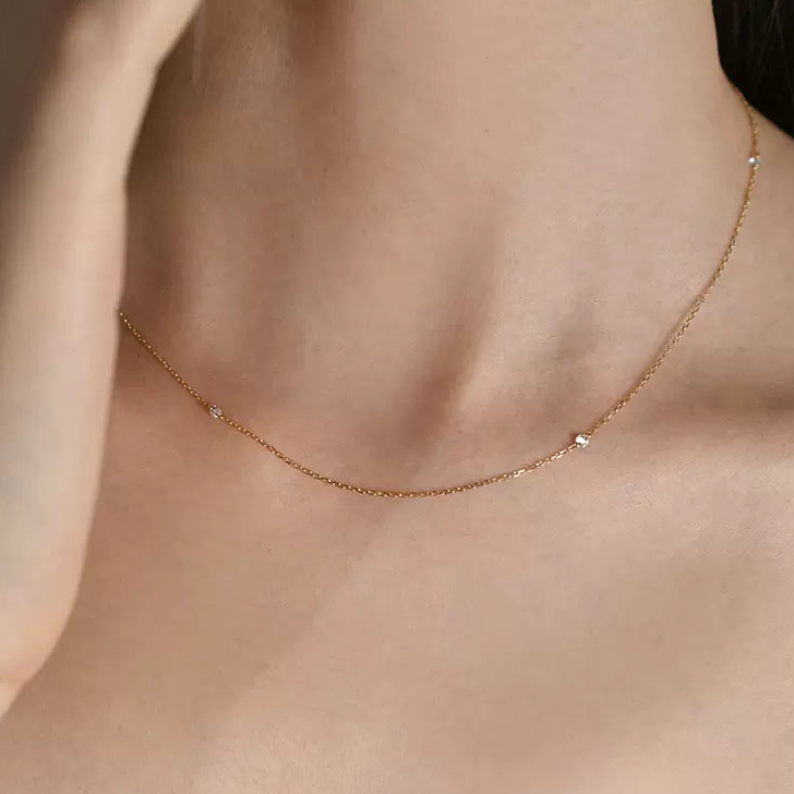 Diamond Necklace for Women, High-End Gold Color Clavicle Chain,Collarbone chain, Sweater chain