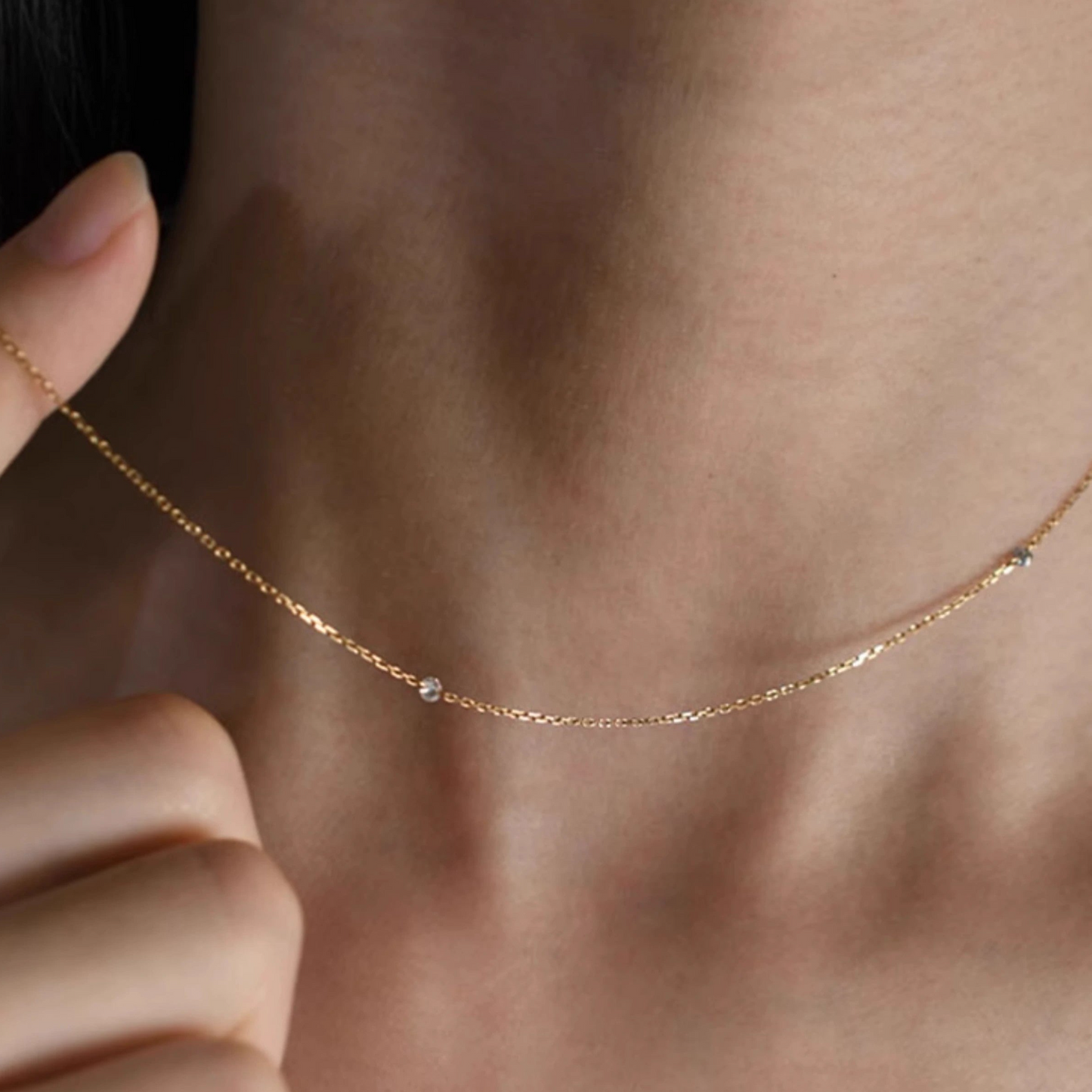 Diamond Necklace for Women, High-End Gold Color Clavicle Chain,Collarbone chain, Sweater chain