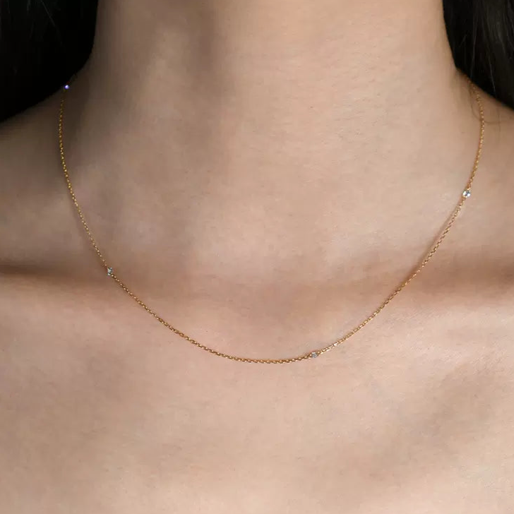 Diamond Necklace for Women, High-End Gold Color Clavicle Chain,Collarbone chain, Sweater chain