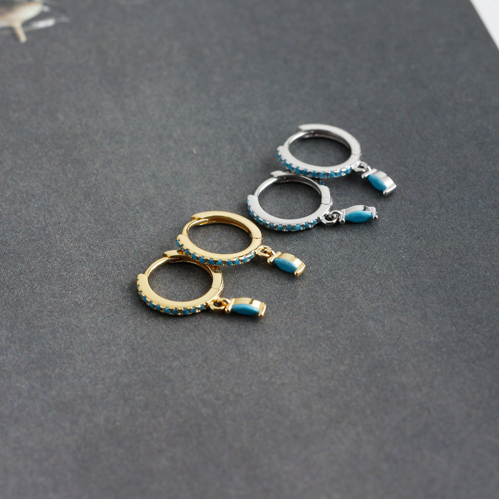 Elegant Multicolor Marquise Gemstone S925 Sterling Silver Hoop Earrings