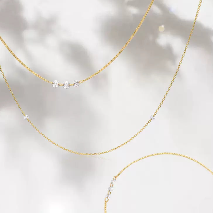 Diamond Necklace for Women, High-End Gold Color Clavicle Chain,Collarbone chain, Sweater chain