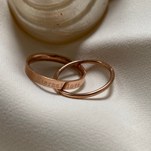 Chic and Personalized Double-Layered Titanium Steel Interlocking Eternal Love Ring for Women