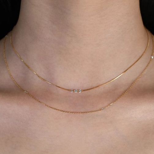 Diamond Necklace for Women, High-End Gold Color Clavicle Chain,Collarbone chain, Sweater chain