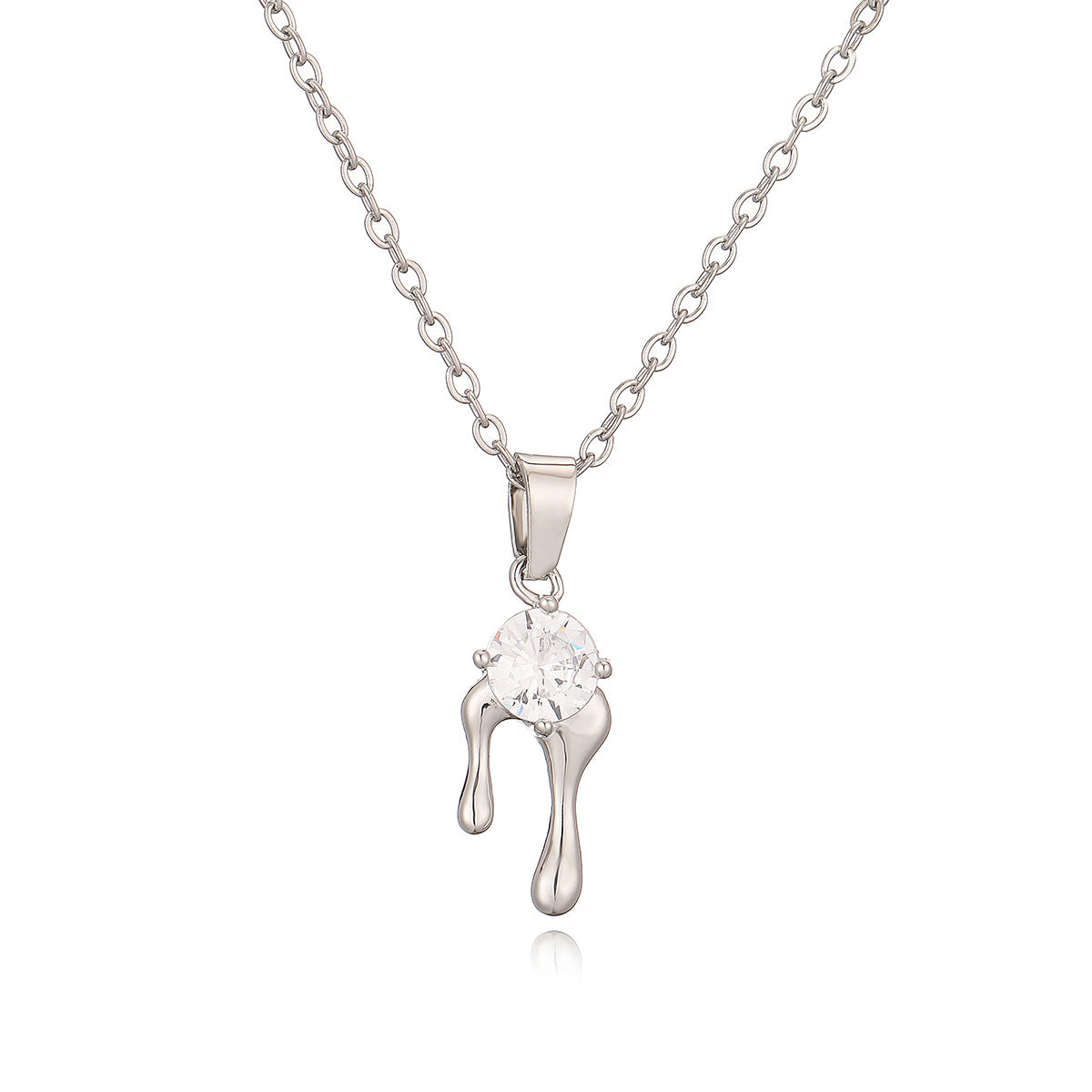 Minimalist Geometric Pendant Necklace for Women - Gold-Plated Copper with Zircon Stone, Versatile Clavicle Chain