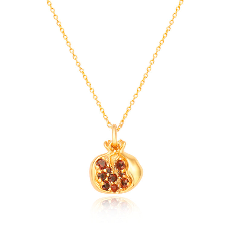 Pomegranate Necklace for Women, Summer Clavicle Chain, French Light Luxury, Original Niche Design with Chinese Style