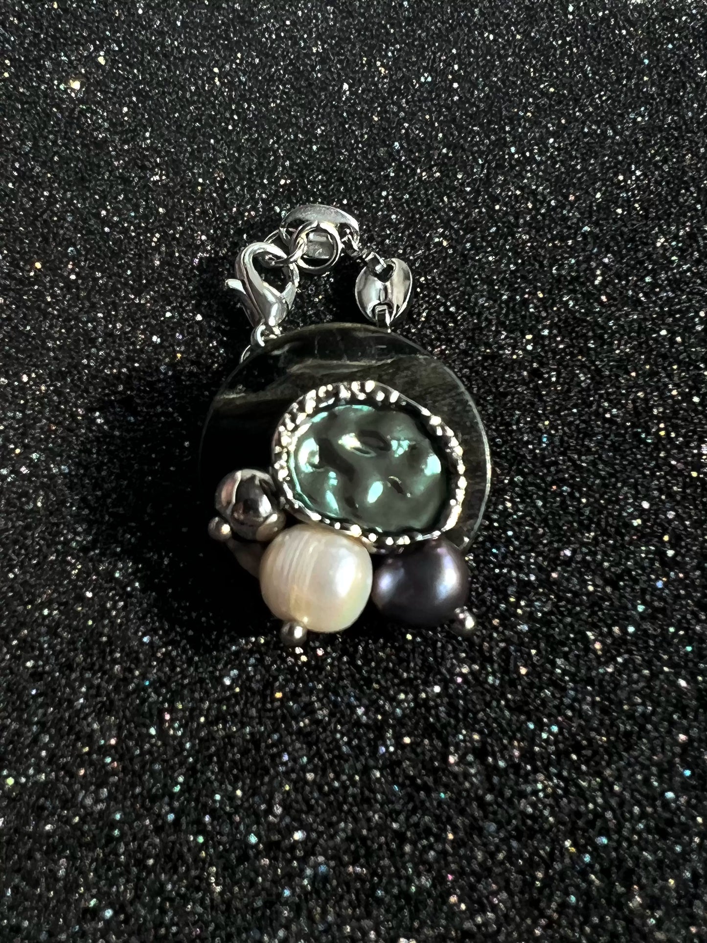 Handmade Vintage Ring Freshwater Nacre Button Chain Ring, Fashion Jewelry