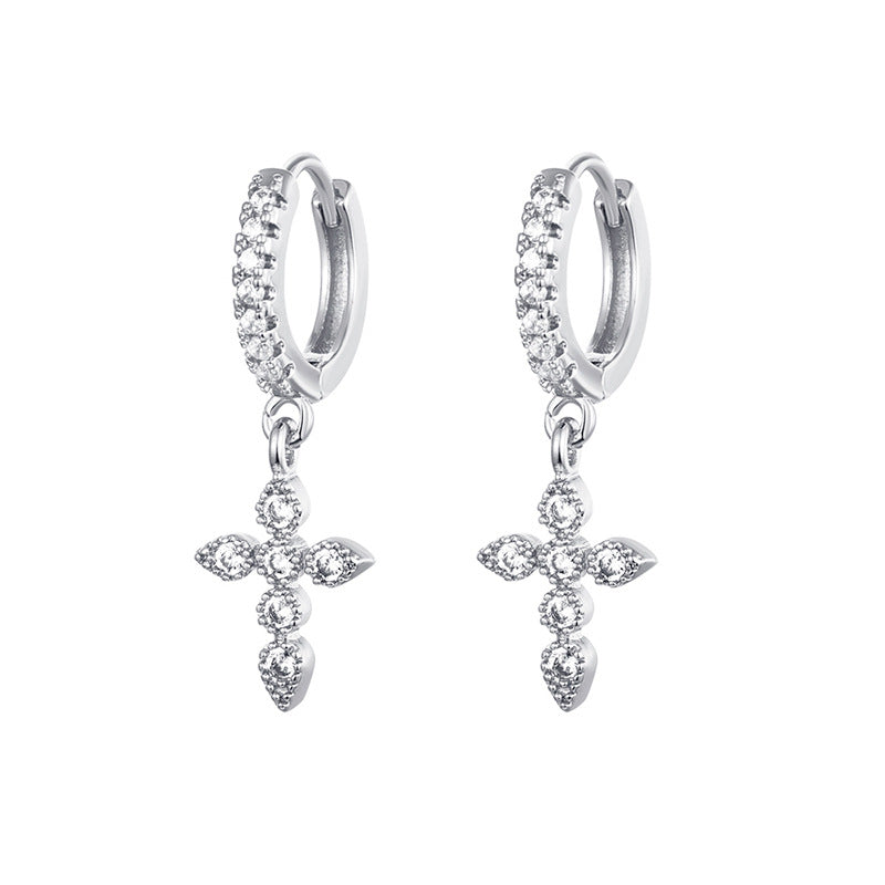 Elegant Zirconia Diamond-Like Charm Hoop Earrings
