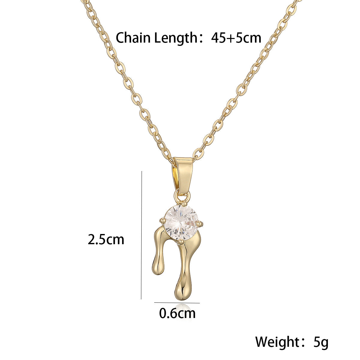 Minimalist Geometric Pendant Necklace for Women - Gold-Plated Copper with Zircon Stone, Versatile Clavicle Chain