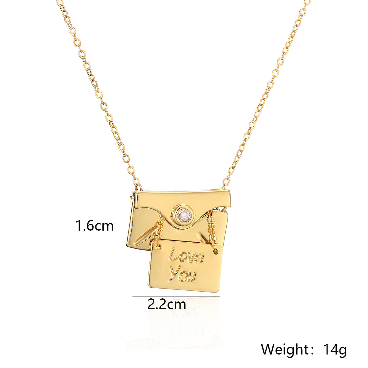 Luxury Gold-Plated Pull-Out Envelope Pendant Necklace – Unique Adjustable Charm Accessory