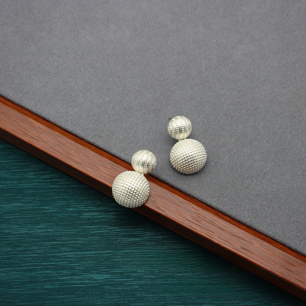 Sophisticated Brushed Sphere Earrings ‘Wish Upon a Ball’ Textured Silver Finish, Versatile Accessory for Everyday Chic and Special Events