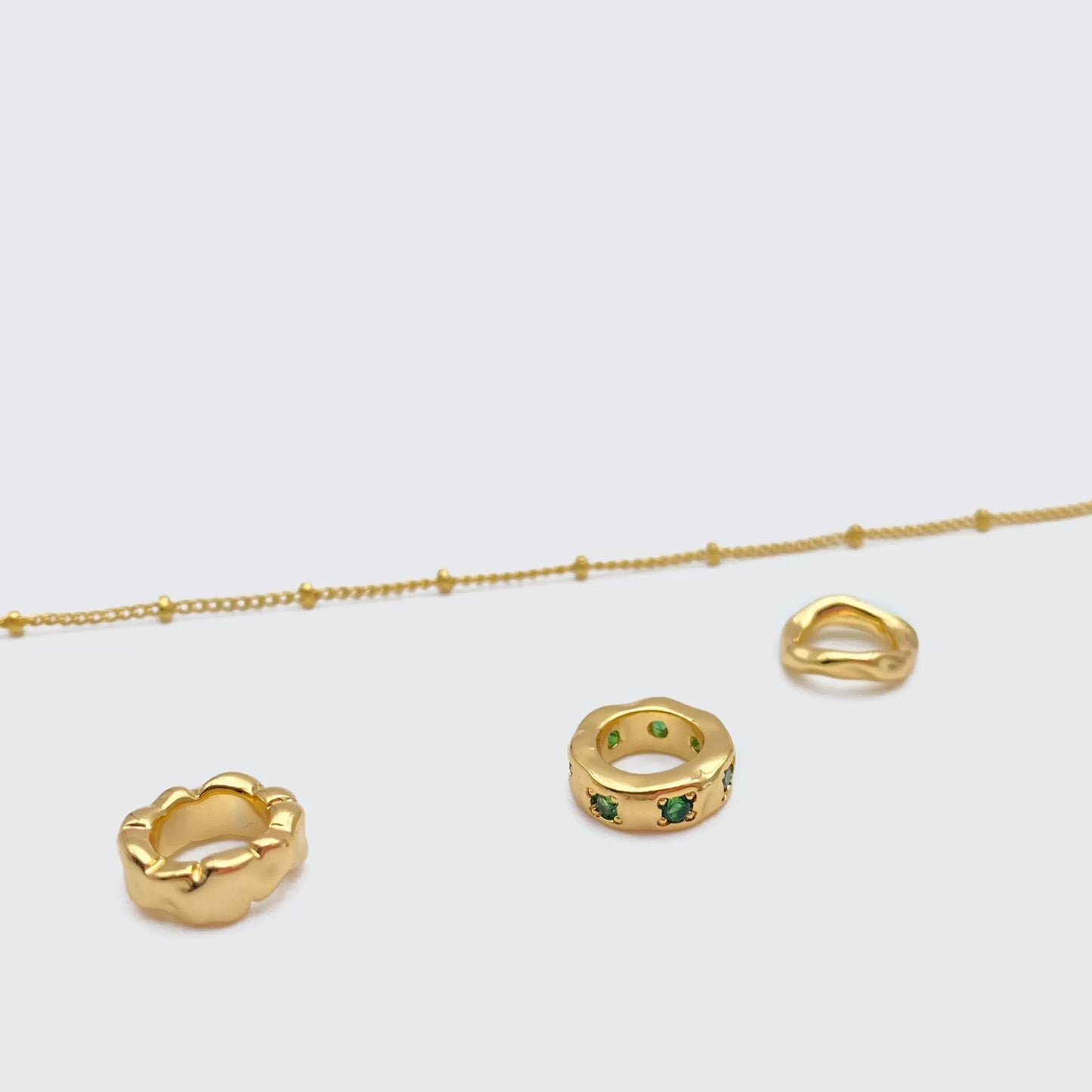 Detachable with Triple-Ring Pendant Gold Necklace with Plated , Vintage Emerald Diamond Chain, Collarbone