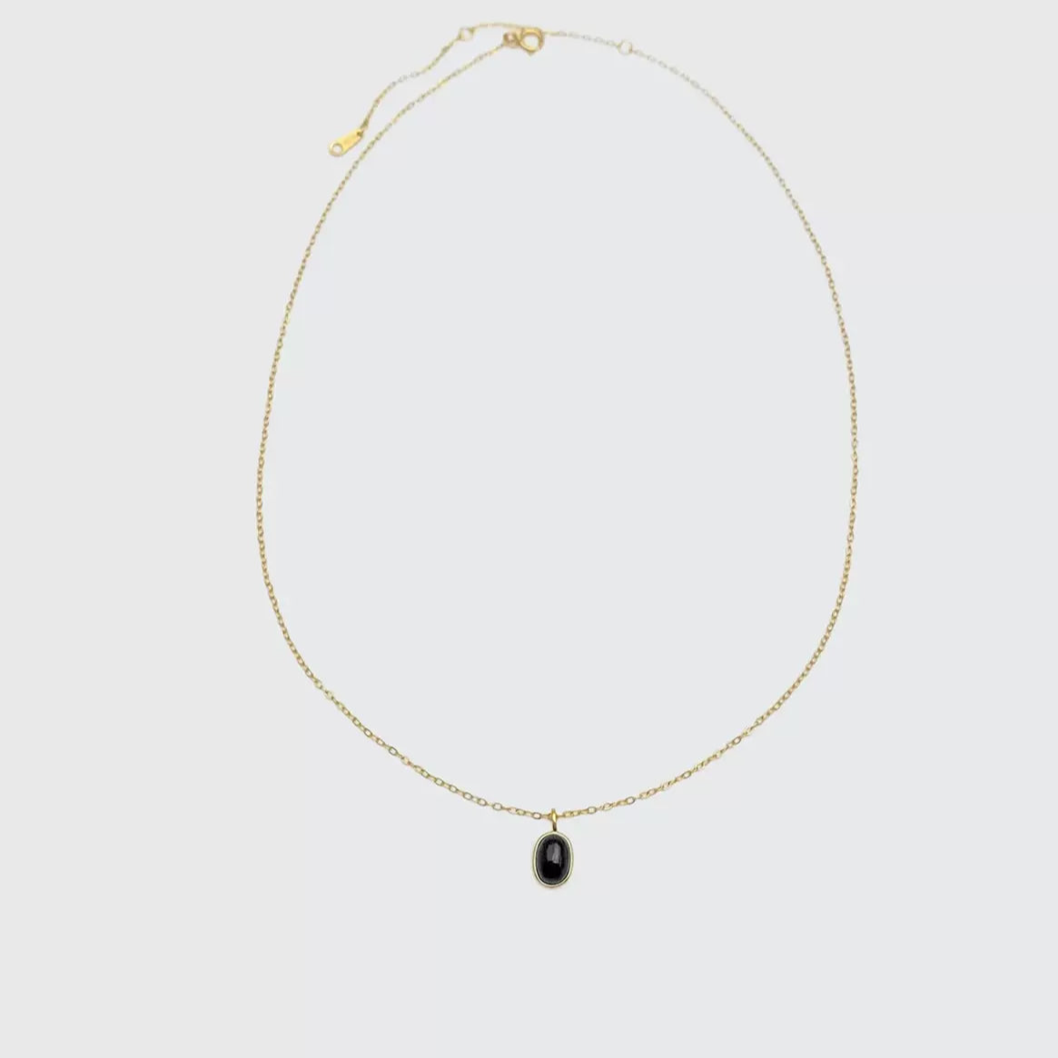 Petite Black Onyx Pendant Necklace, S925 Sterling Silver Necklace