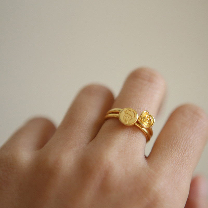 "The Little Prince" Rose Flower Ring, Adjustable Open Ring for Women, Versatile and Elegant
