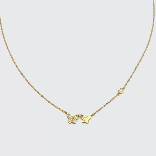 S925 Sterling Silver Necklace with Petite Butterfly, Collarbone Necklace, Sweater chain