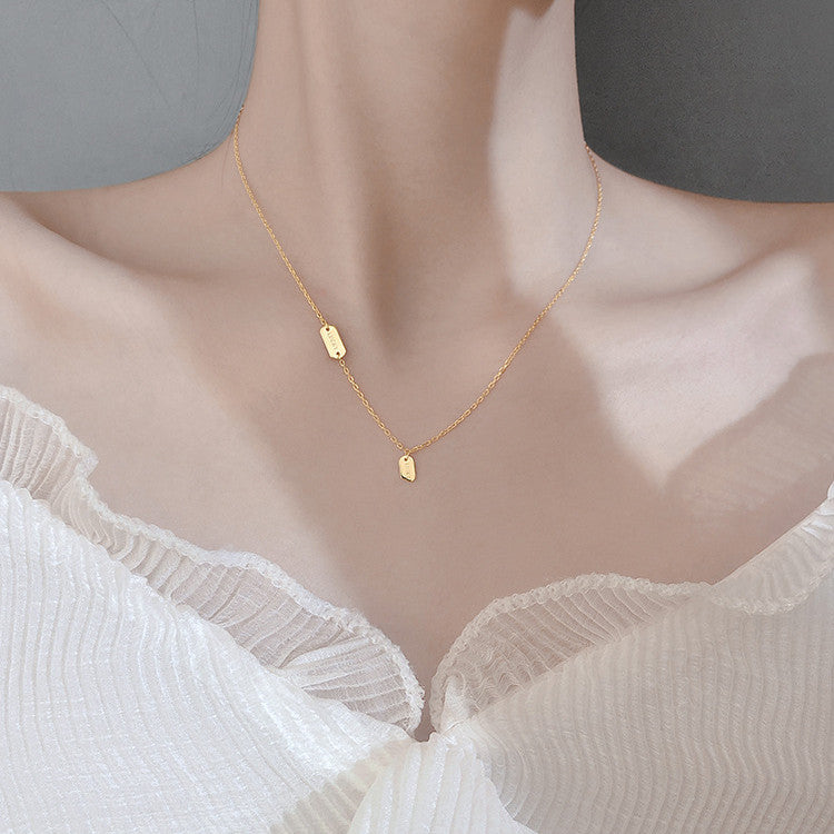 S925 Sterling Silver Chain with Lucky Letter Clavicle, Sweater Chain, Minimalist, Chic, Dainty Design Necklace