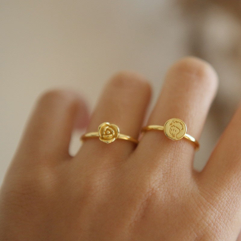 "The Little Prince" Rose Flower Ring, Adjustable Open Ring for Women, Versatile and Elegant