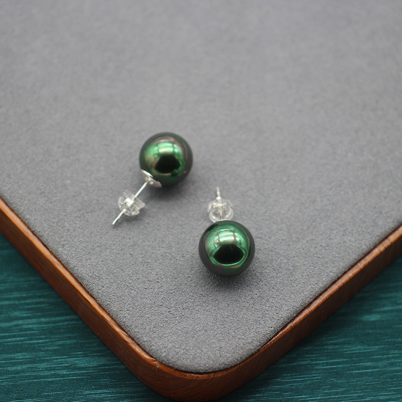 Classic Green 10MM Pearl Necklace and Earrings Set - Timeless Elegance for Special Occasions, Sophisticated Jewelry Gift for Her, Perfect for Evening Galas & Celebrations