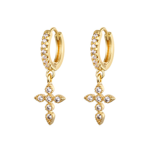 Elegant Zirconia Diamond-Like Charm Hoop Earrings