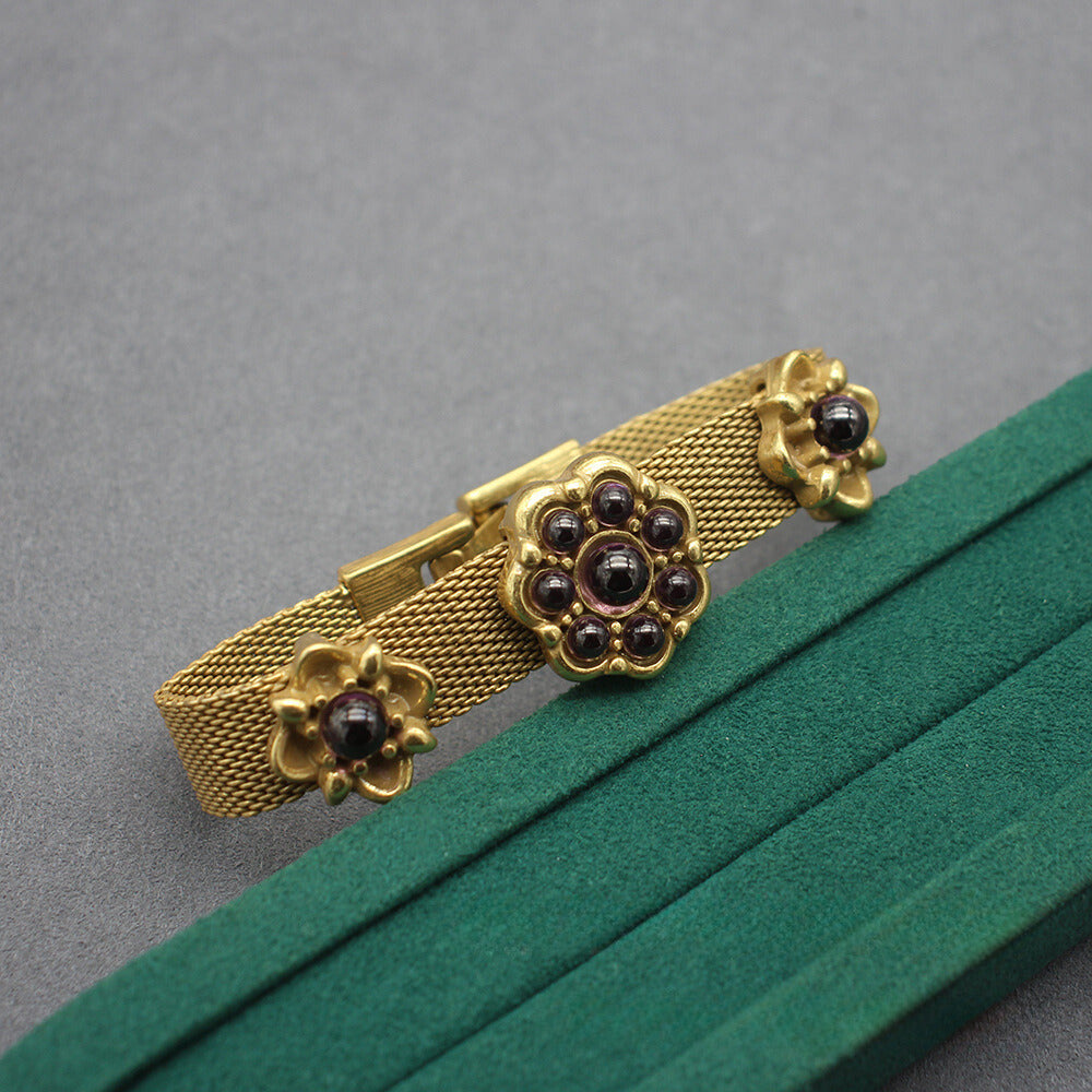 Sophisticated Purple Zircon Flower Petal Bracelet - Gold-Plated Copper Elegance, Perfect for Evening Wear & Memorable Occasions, Exquisite Gift Idea